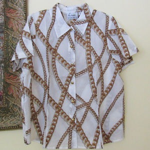 CHAIN PRINT 100% Cotton Shirt Plus size 1X